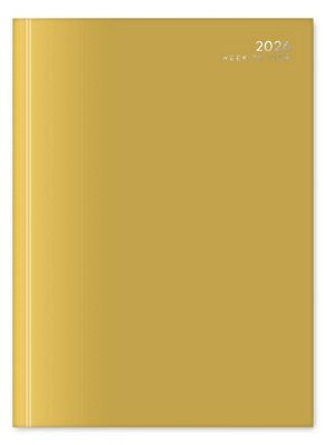 Mantraraj 2026 A4 Week To View Diary Appointment Times Full Year Hardback Planner For HomeOffice (Mustard Yellow)