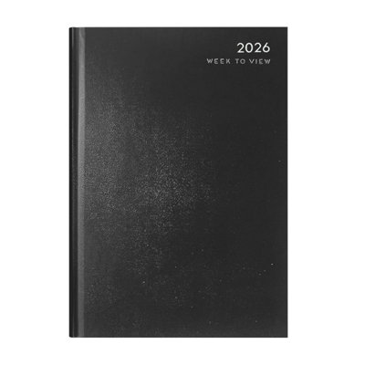 Mantraraj 2026 Diary A5 Week To View Full Year Planner Organiser Hardback Cover Diary Black