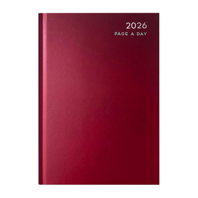 Mantraraj 2026 Diary A4 Page A Day Full Year Planner Organiser Hardback Cover Diary Red