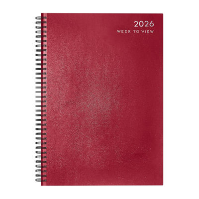 Mantraraj 2026 Diary A5 Spiral Bound Week To View Diary With Hardback Cover Weekly Planner For StudentsHomeOffice Red from B&Q