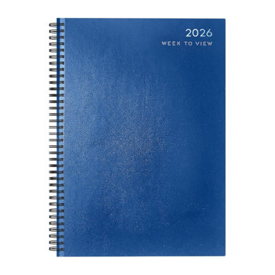 Mantraraj 2026 Diary A5 Spiral Bound Week To View Diary With Hardback Cover Weekly Planner For StudentsHomeOffice Blue from B&Q