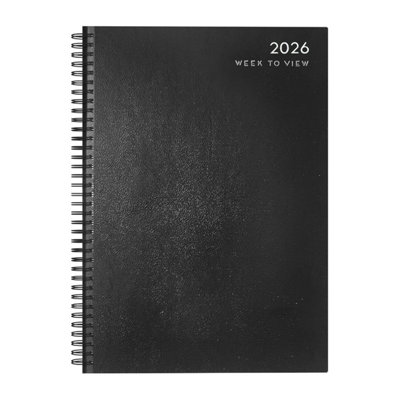 Mantraraj 2026 Diary A5 Spiral Bound Week To View Diary With Hardback Cover Weekly Planner For StudentsHomeOffice Black from B&Q