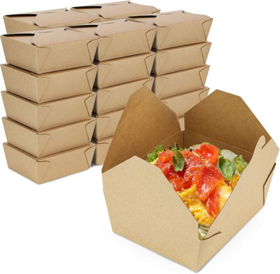Econx 49Oz No.8 Takeaway Food Snack Boxes 1400Ml Cardboard Biodegradable Kraft Deli Take Out Containers (50) from B&Q