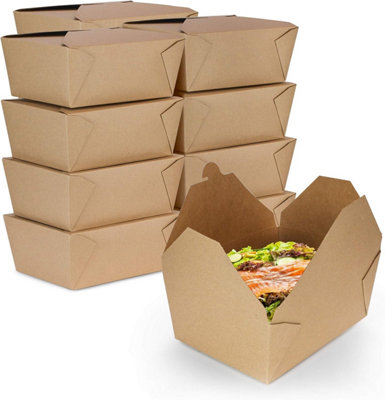 Econx 100 X Kraft Food Takeaway Snack Box 2800Ml (98Oz) Leak-Proof Durable Food Container Boxes For Takeout Meal Prep from B&Q