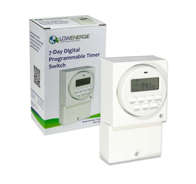 Lowenergie Digital Timer Switch Programmable 7-Day Switch 3000W Immersion Heater & Lighting from B&Q