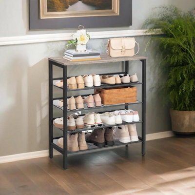Rafaelo Mobilia 5-Tier Shoe Rack Hallway Storage Greige from B&Q