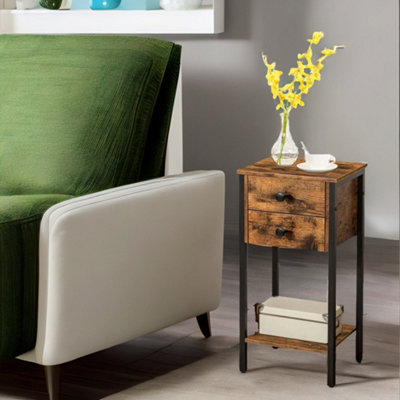 Rafaelo Mobilia Unisex Brown Slim Side Table With Drawers In Size 2 - Image 4