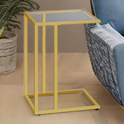 Rafaelo Mobilia Gold Tempered Glass Side Table - Image 4