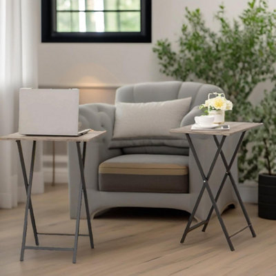 Rafaelo Mobilia 2 Set Small Folding Side End Tables from B&Q