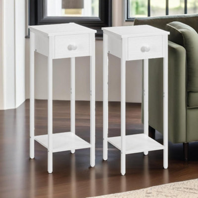 B&Q -  Set Of 2 Tall Bedside Nightstand Tables