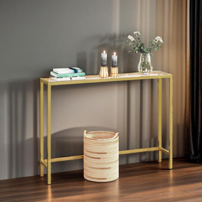 Rafaelo Mobilia Metal Hallway Console Table Gold