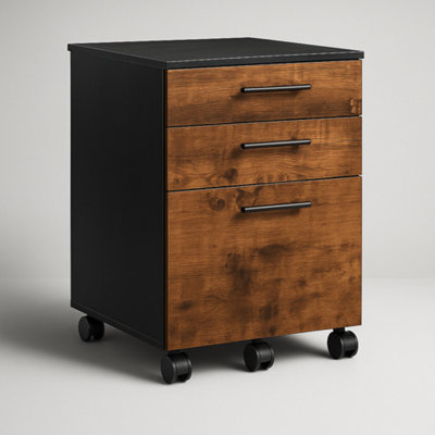 Rafaelo Mobilia 3 Drawer Filing Cabinet - Brown - Engineered Wood - 40x40x57.5 cm - Image 4