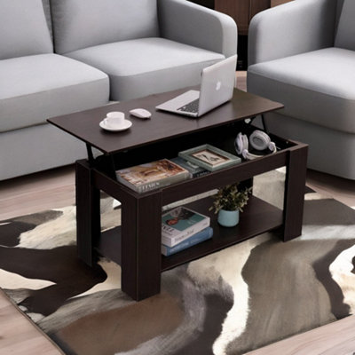 B&Q -  Industrial Walnut Lift Top Coffee Table With Hidden Storage