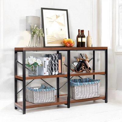 Rafaelo Mobilia Industrial 3 Tier Rustic Console Table With Metal Frame - Image 4