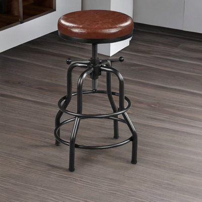 Rafaelo Mobilia Industrial Faux Leather Bar Stool With Adjustable Height from B&Q
