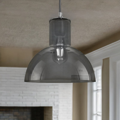 Rafaelo Mobilia Smoked Grey Ceiling Light Pendant Shade from B&Q
