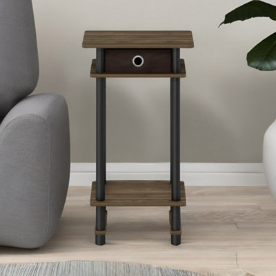 Rafaelo Mobilia Industrial Rustic Side Table With Fabric Drawer - Image 4