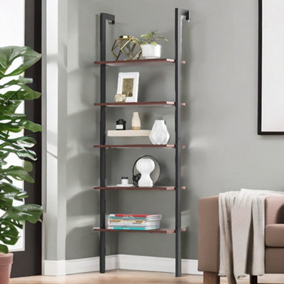 Rackhams 5 Tier Wall Mounted Storage Ladder Shelf For Living Room - Image 4