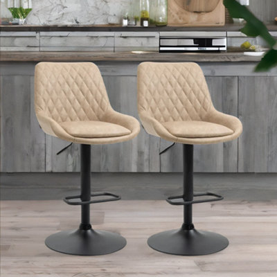 Rafaelo Mobilia Unisex Light Khaki Set Of Adjustable Height Retro Bar Stools Size 2 - Image 3