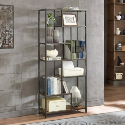 Rafaelo Mobilia 175Cm Tall Industrial Bookcase With 6 Tiered Shelves from B&Q