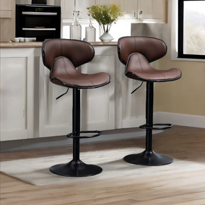 Rafaelo Mobilia Brown Set Of 2 Adjustable Swivel & Adjustable Height - Image 4