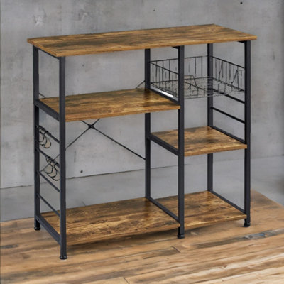 B&Q -  Industrial Kitchen Baker's Rack With Storage Shelves & Hooks