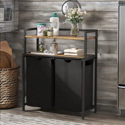 Rafaelo Mobilia Industrial Double Laundry Basket With 2 Shelves from B&Q