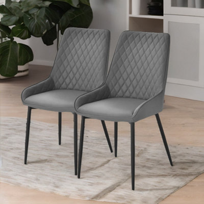 B&Q -  2Pc Faux Leather Dining Chairs Set