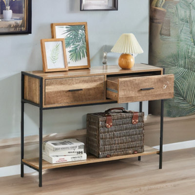Rafaelo Mobilia Industrial Console Table With 2 Drawers & Storage Shelf from B&Q
