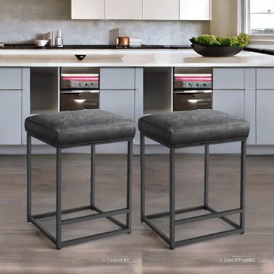 Rafaelo Mobilia Set Of 2 Faux Leather Low Bar Stools With Footrest from B&Q