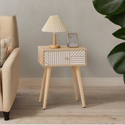 B&Q -  Natural Brown Bedside Table With Drawer