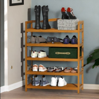 Rafaelo Mobilia 5 Tier Shoe Rack Bamboo Hallway Storage from B&Q