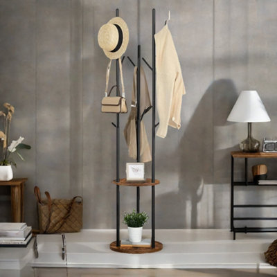 Rafaelo Mobilia Industrial Rustic Coat Stand With 2 Shelves from B&Q