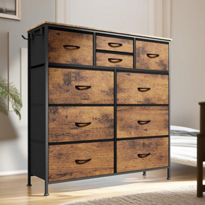 Rafaelo Mobilia Brown Industrial 10 Drawer Chest Rustic - Image 3
