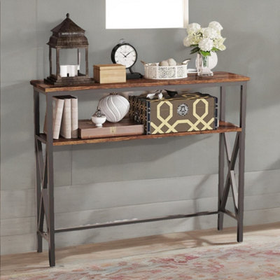 Rafaelo Mobilia Industrial Console Table With 2 Shelves Rustic Brown from B&Q