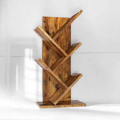 Rafaelo Mobilia 4 Tree Book Shelf Free-Standing Industrial Rustic Brown from B&Q