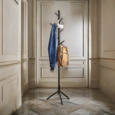 Rafaelo Mobilia Wooden Coat Stand With 8 Hooks Black from B&Q