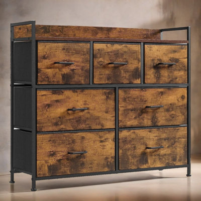 Pirlo Plush Industrial Rustic Brown Chest With 7 Fabric Drawers from B&Q