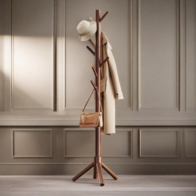 Pirlo Plush Wooden Coat Stand Stand With 8 Hooks Brown from B&Q