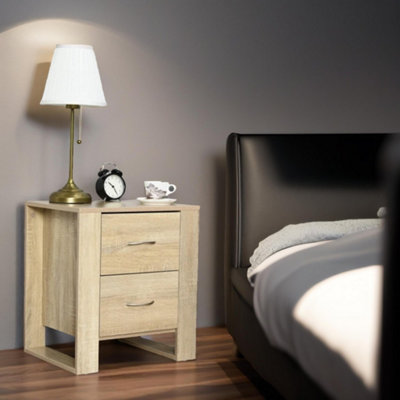 Pirlo Plush Bedside Table With 2 Drawers Natural Brown from B&Q