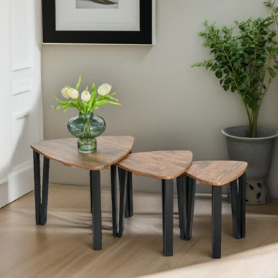 Pirlo Plush Industrial Set Of 3 Nesting Tables Rustic from B&Q