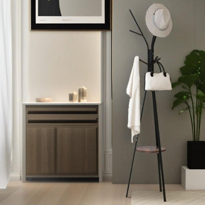 B&Q -  Industrial Coat Rack Stand With 9 Hooks Rustic Brown