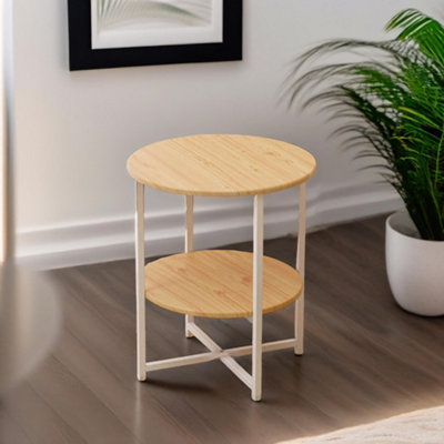 B&Q -  Industrial 2 Tier Round Coffee Table For Living Room Natural