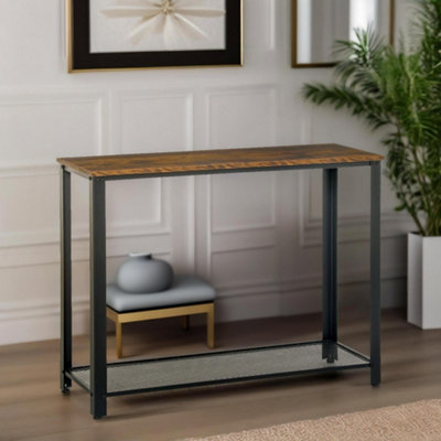 Pirlo Plush Industrial Rustic Console Table With 2 Shelves from B&Q