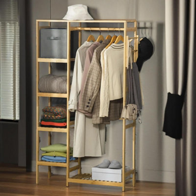 Pirlo Plush Bamboo 155Cm Tall Open Wardrobe With Shelves from B&Q