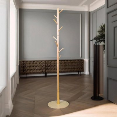 Pirlo Plush Wooden Coat Stand With 8 Hooks Brown With Round Base from B&Q