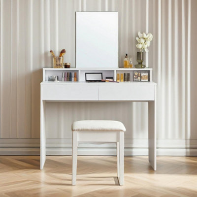 Pirlo Plush 2 Drawer Dressing Table With Mirror White from B&Q