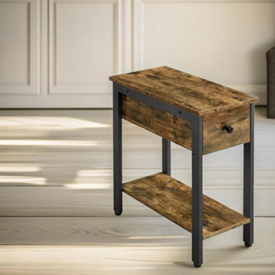 Pirlo Plush Bedside Table With Drawer & Shelf Rustic Brown from B&Q