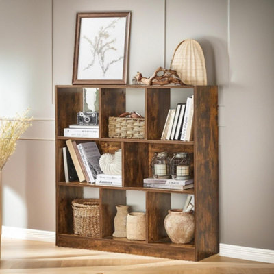 Pirlo Plush Industrial 8 Compartment Book Shelf Rustic Brown from B&Q