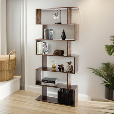Pirlo Plush Industrial 6 Compartment Book Shelf Rustic Brown from B&Q